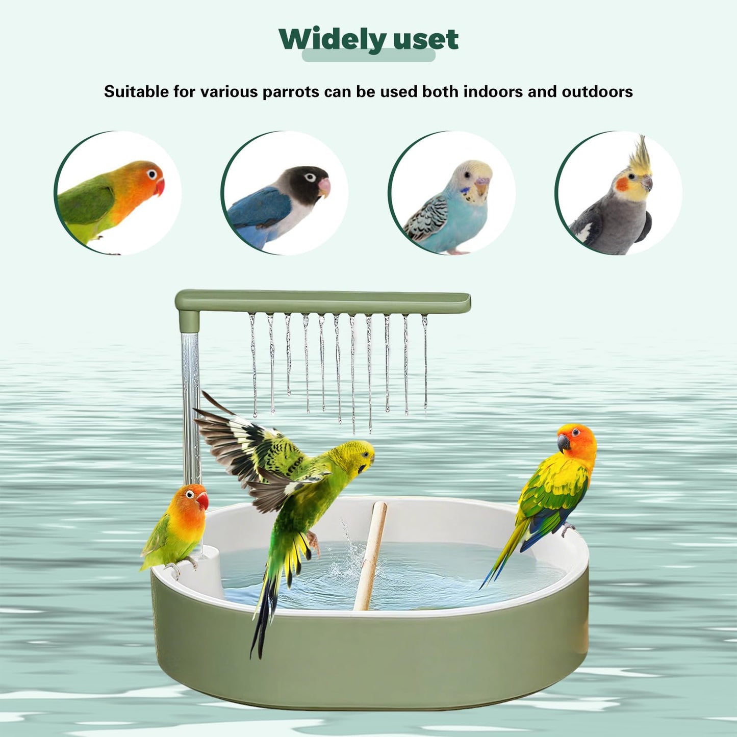 Parrot Automatic Bathing Box with USB- Adjustable Faucet