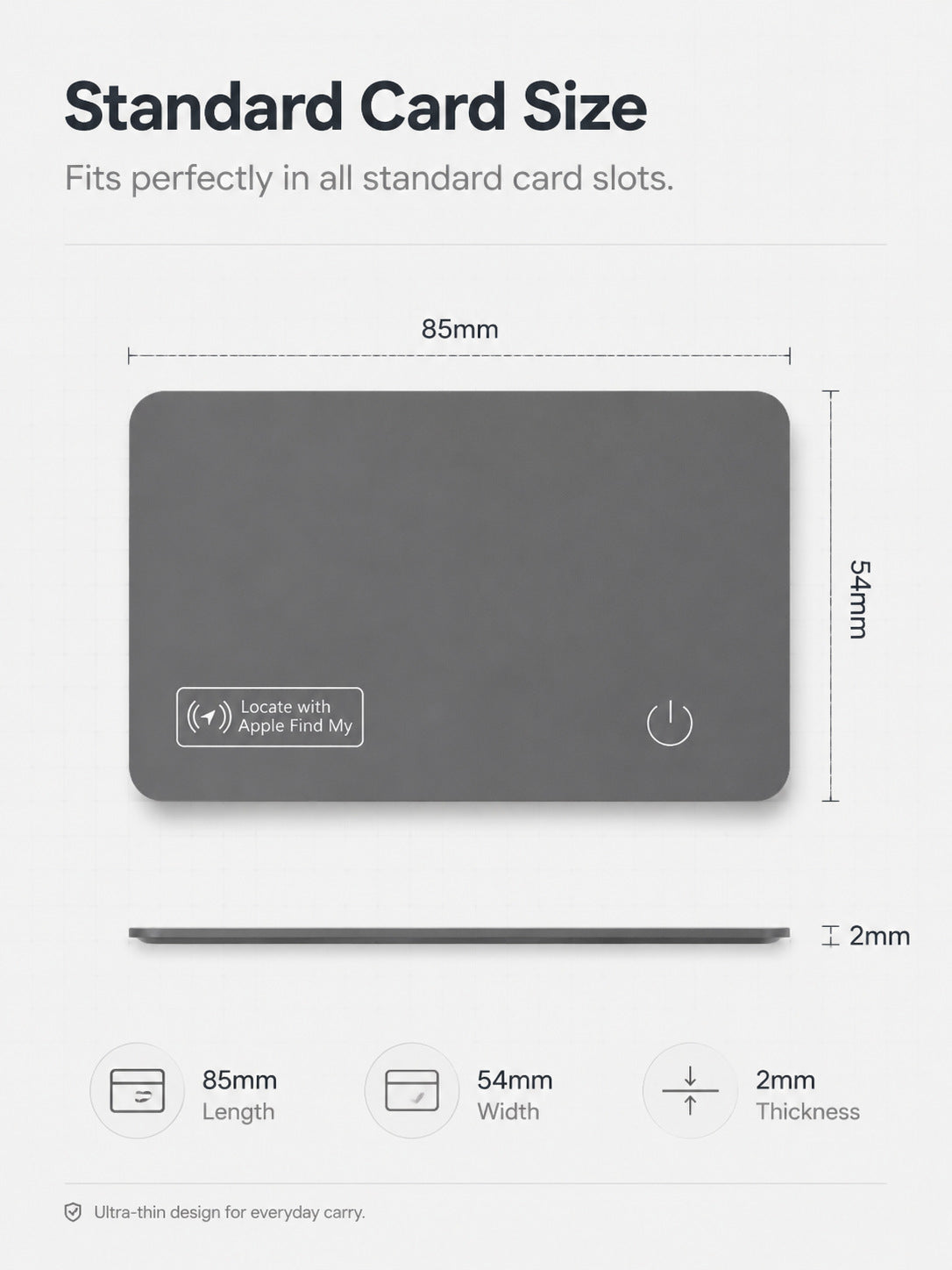 GPS Wallet Tracker Card- Work with Apple Find My