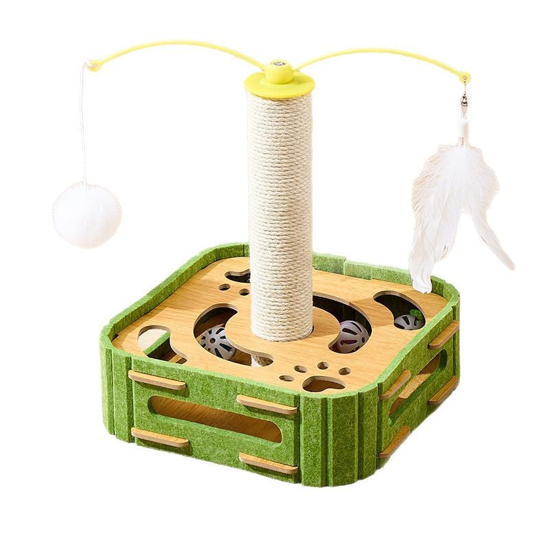 Felt Cat Puzzle Toy with Scratching Pole