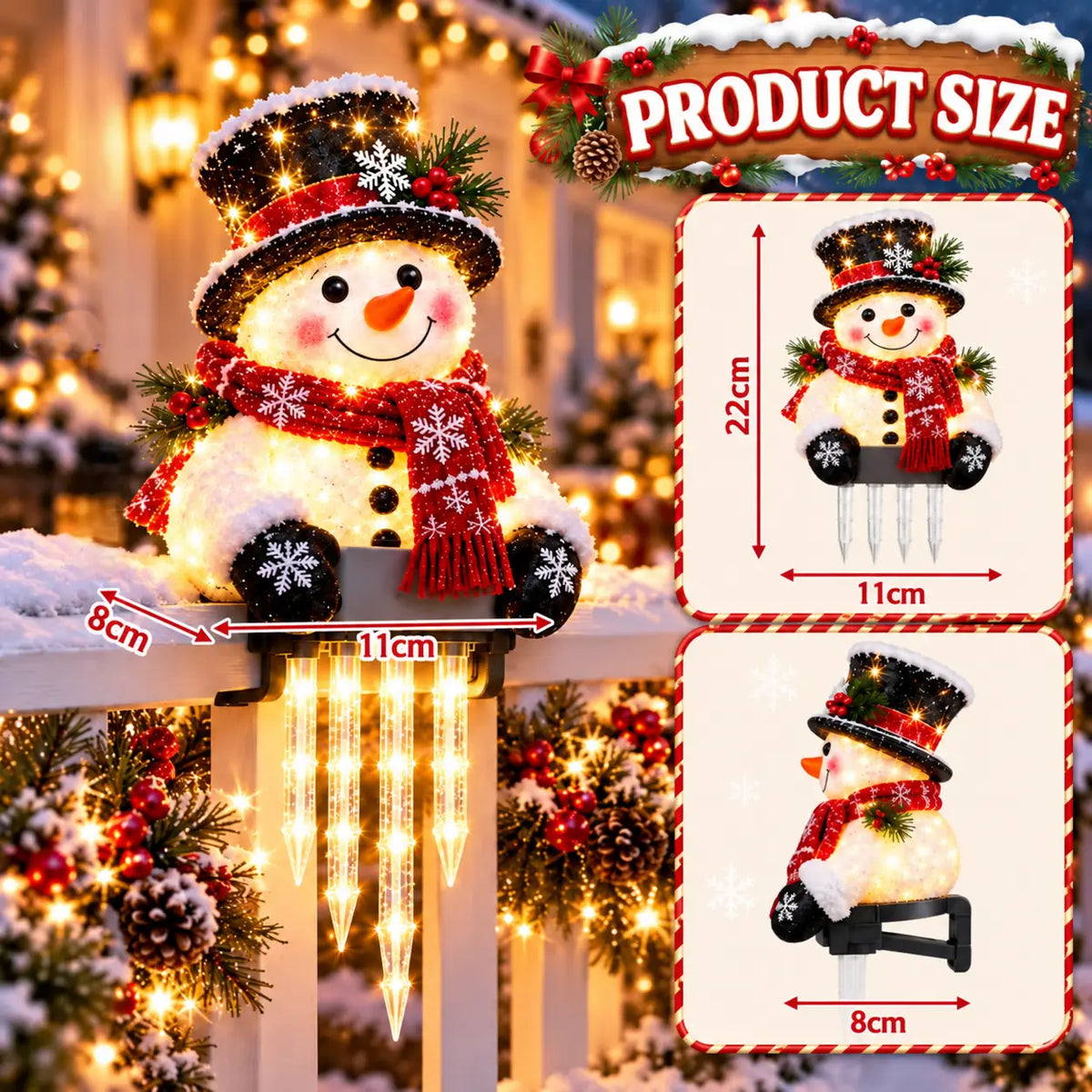 ☃️WinterGlow Snowman Icicle Light Decor