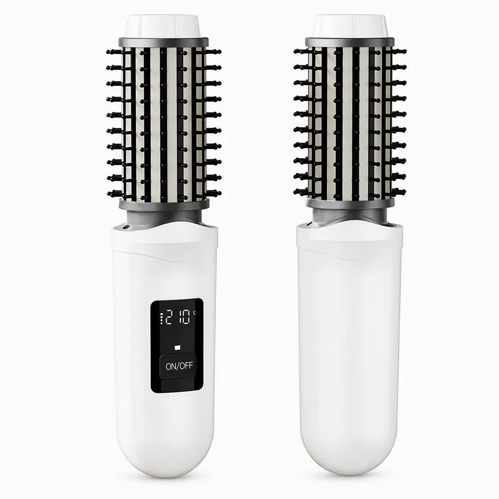 2-in-1 Cordless Electric Hair Straightener & Curling Brush
