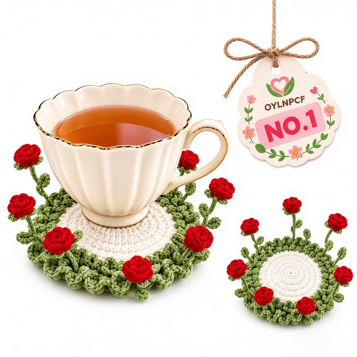 Handmade Crochet Pop Up Floral Garden Coaster