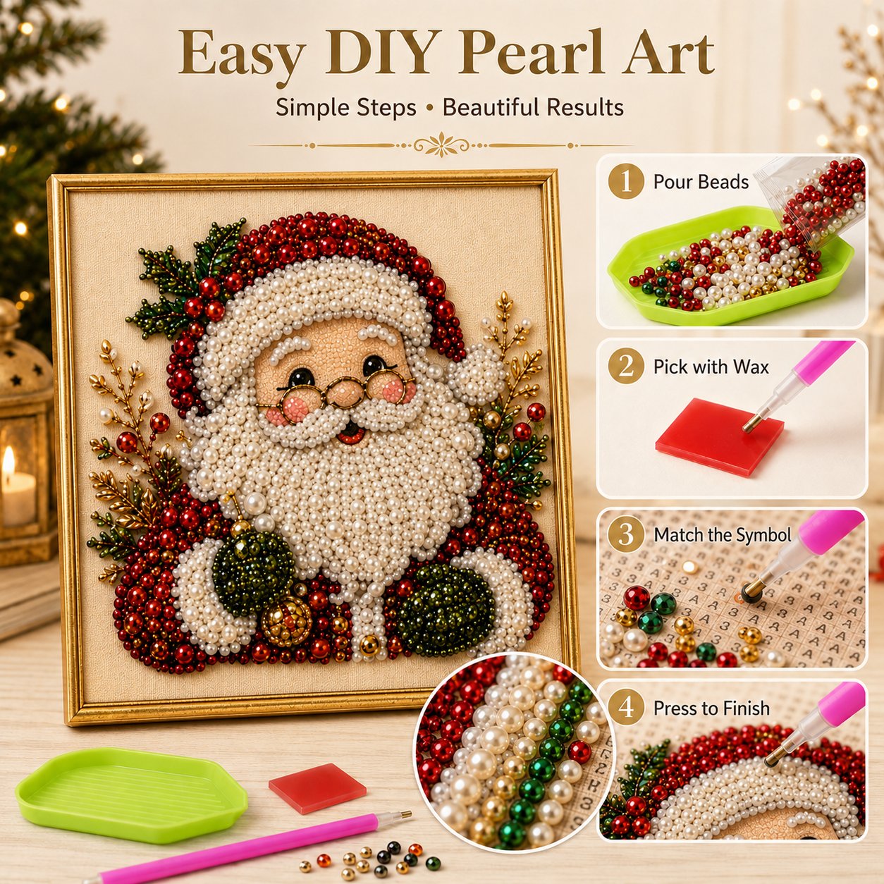 🧘Relaxing & Beginner-Friendly - 🎨💎DIY Christmas Pearl Art Kit