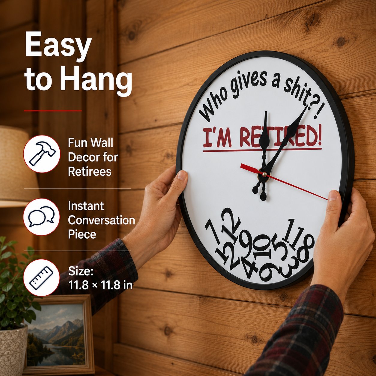 Retirement Humorous Quote Wall Clock