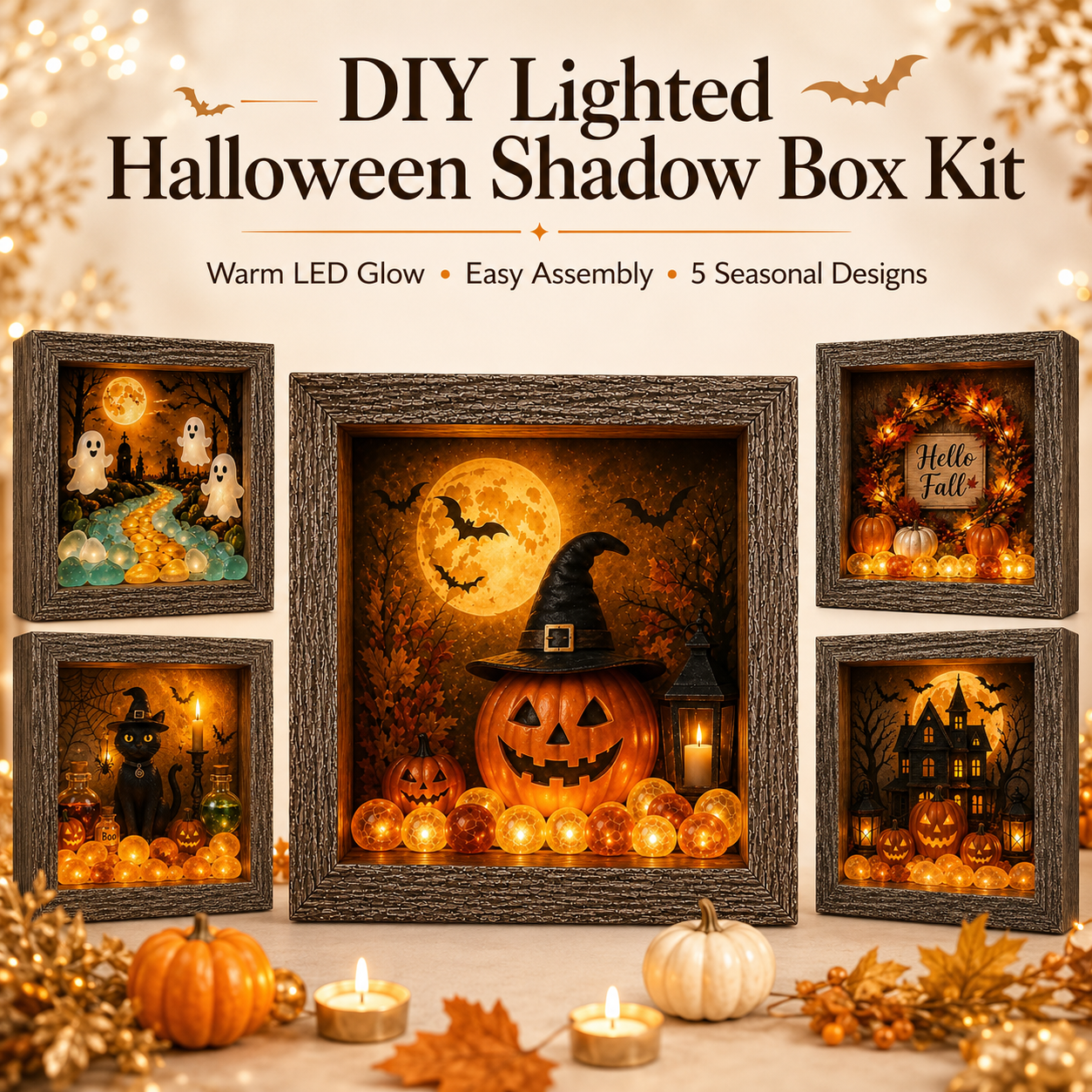 DIY Lighted Halloween Shadow Box Kit