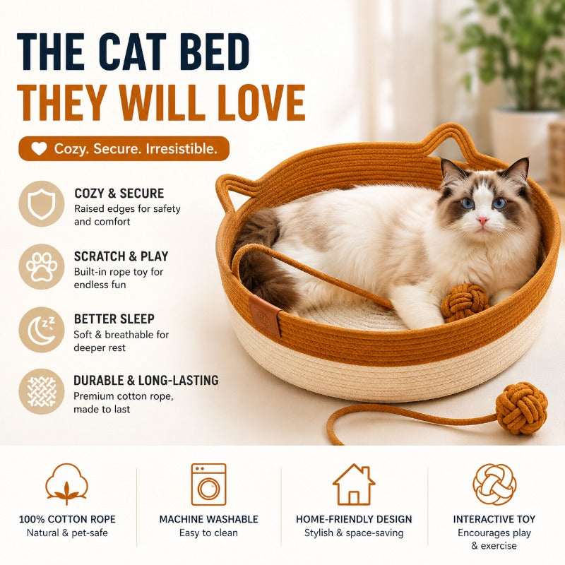 3-in-1 Cat Sleep Scratch Play Basket