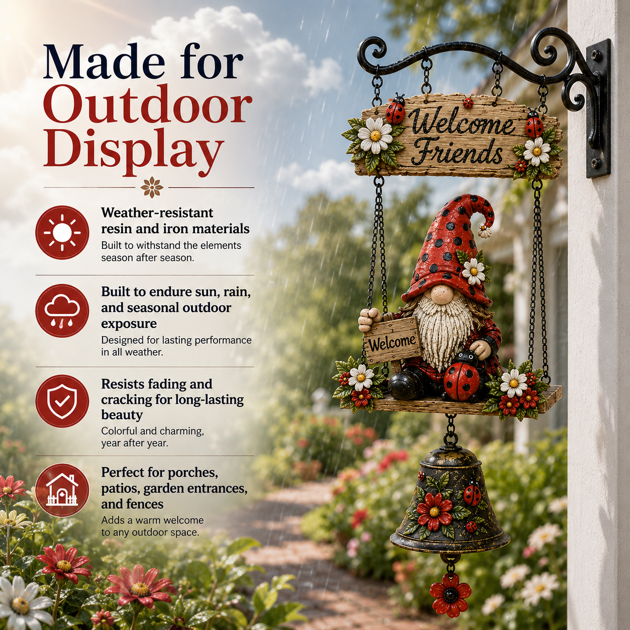 Garden Gnome Bell Outdoor Decoration