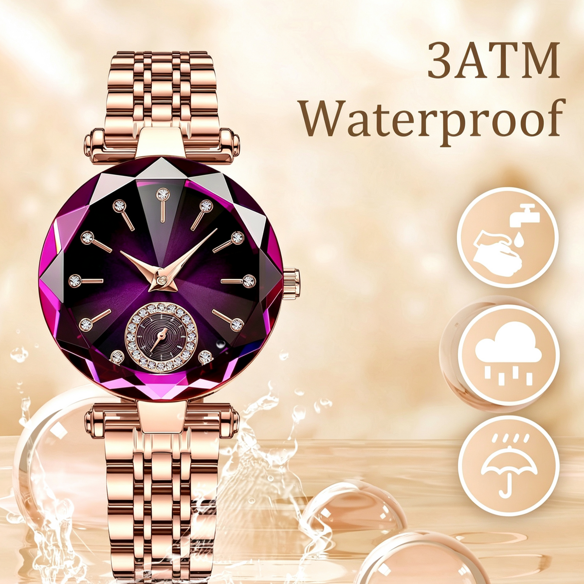 Women's Luxury Shiny Waterproof Stainless Steel Watch