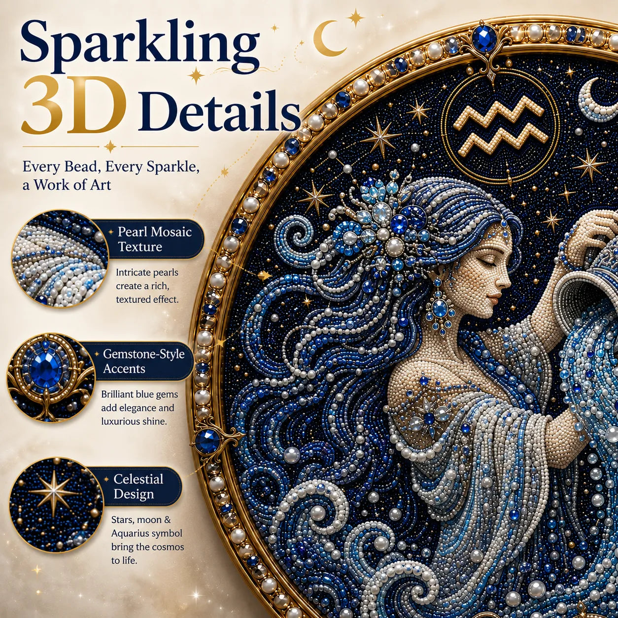 ✨ Premium 3D Pearl 12 Zodiac Signs Art Kit