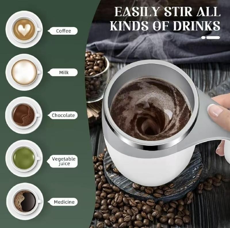 380ml Electric Coffee Mug with Lazy Rotating Magnet Design