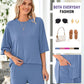 Casual Oversized 2-Piece Lounge Set with Crewneck & Split Hem