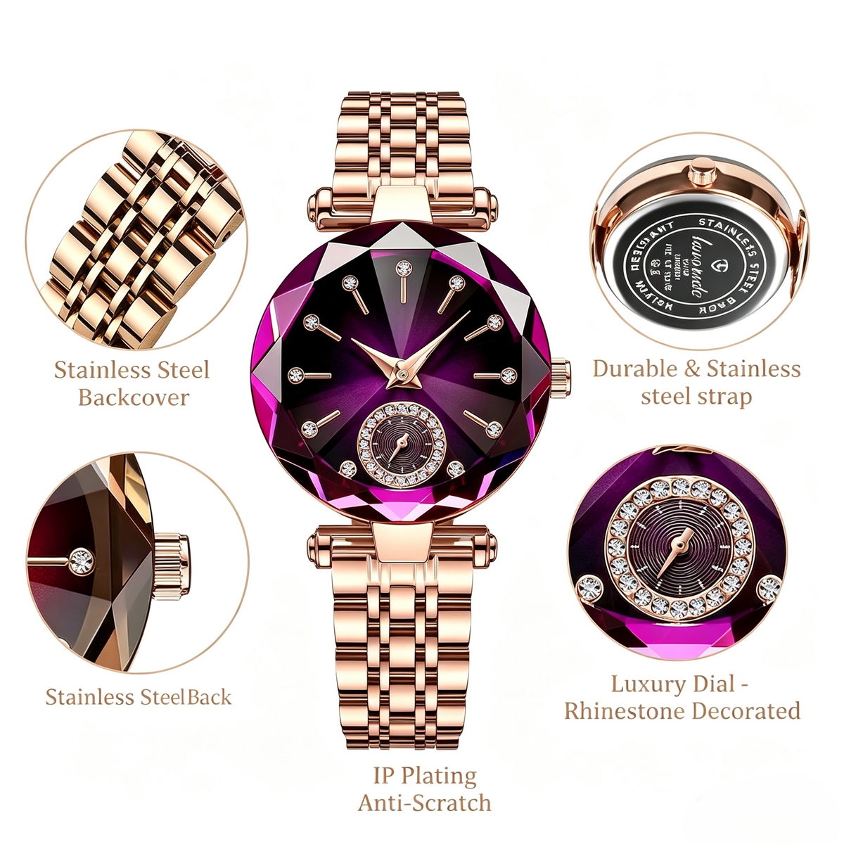 Women's Luxury Shiny Waterproof Stainless Steel Watch