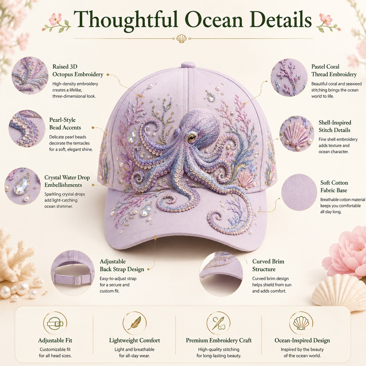 Ocean Sea Creature Pattern Cap