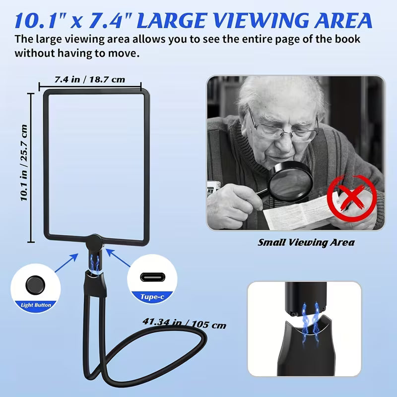 Large Hands-Free Magnifying Glass with 50 Ultra-Bright LED Light
