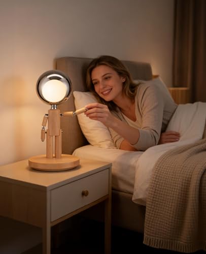 Rechargeable Wooden Desk Lamp with Touch Control & Stepless Dimming