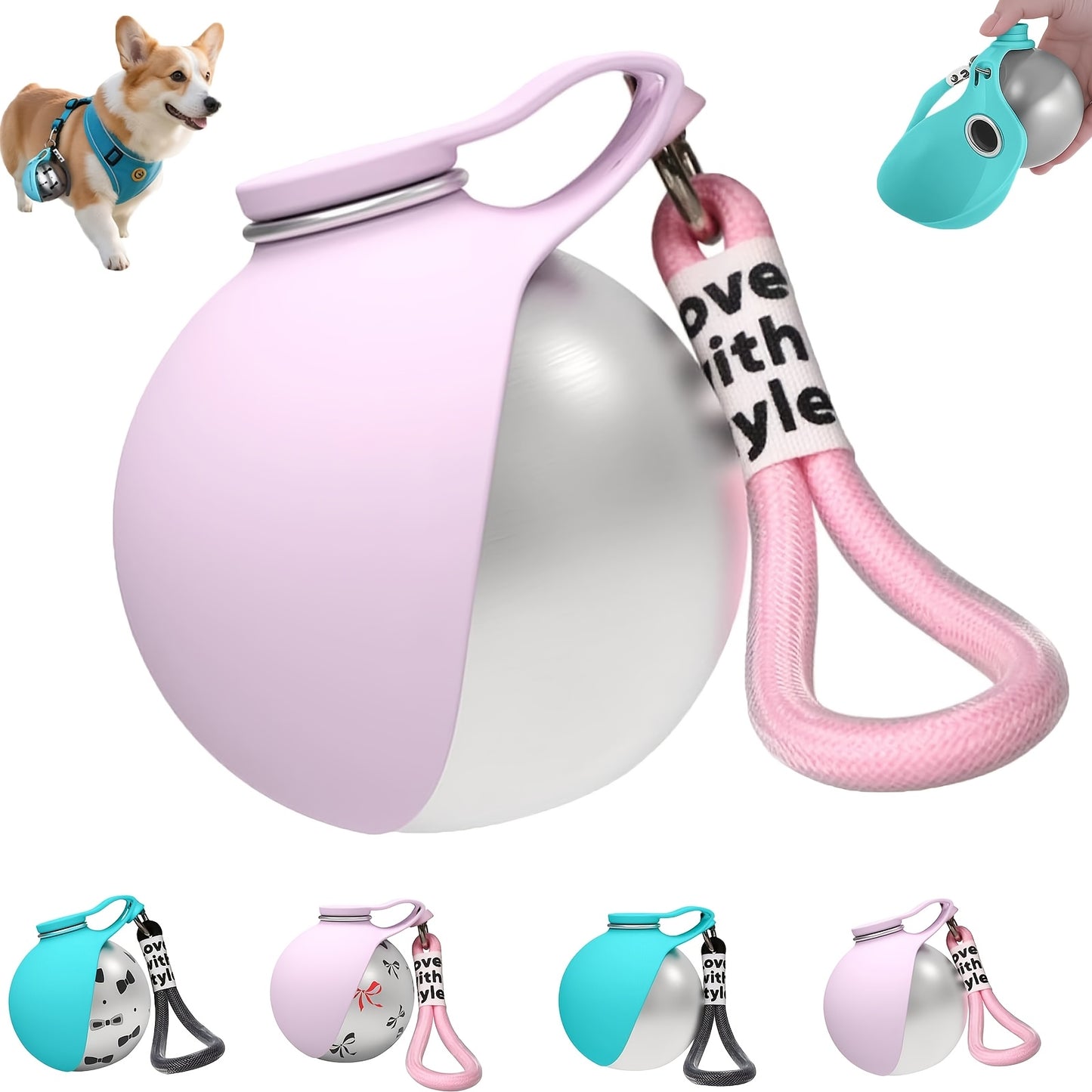 2-in-1 Foldable 304 Stainless Steel Dog Water Bottle