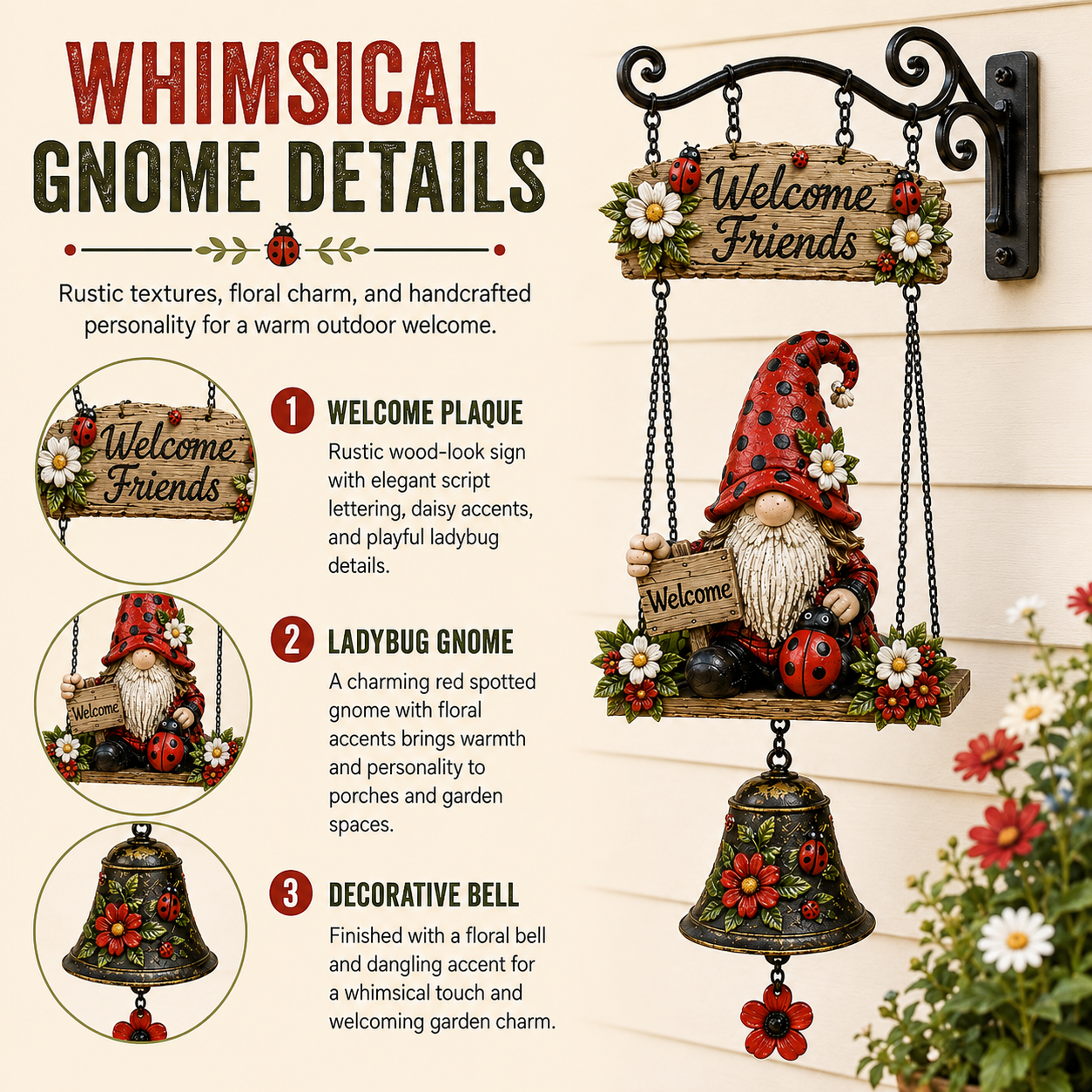 Garden Gnome Bell Outdoor Decoration