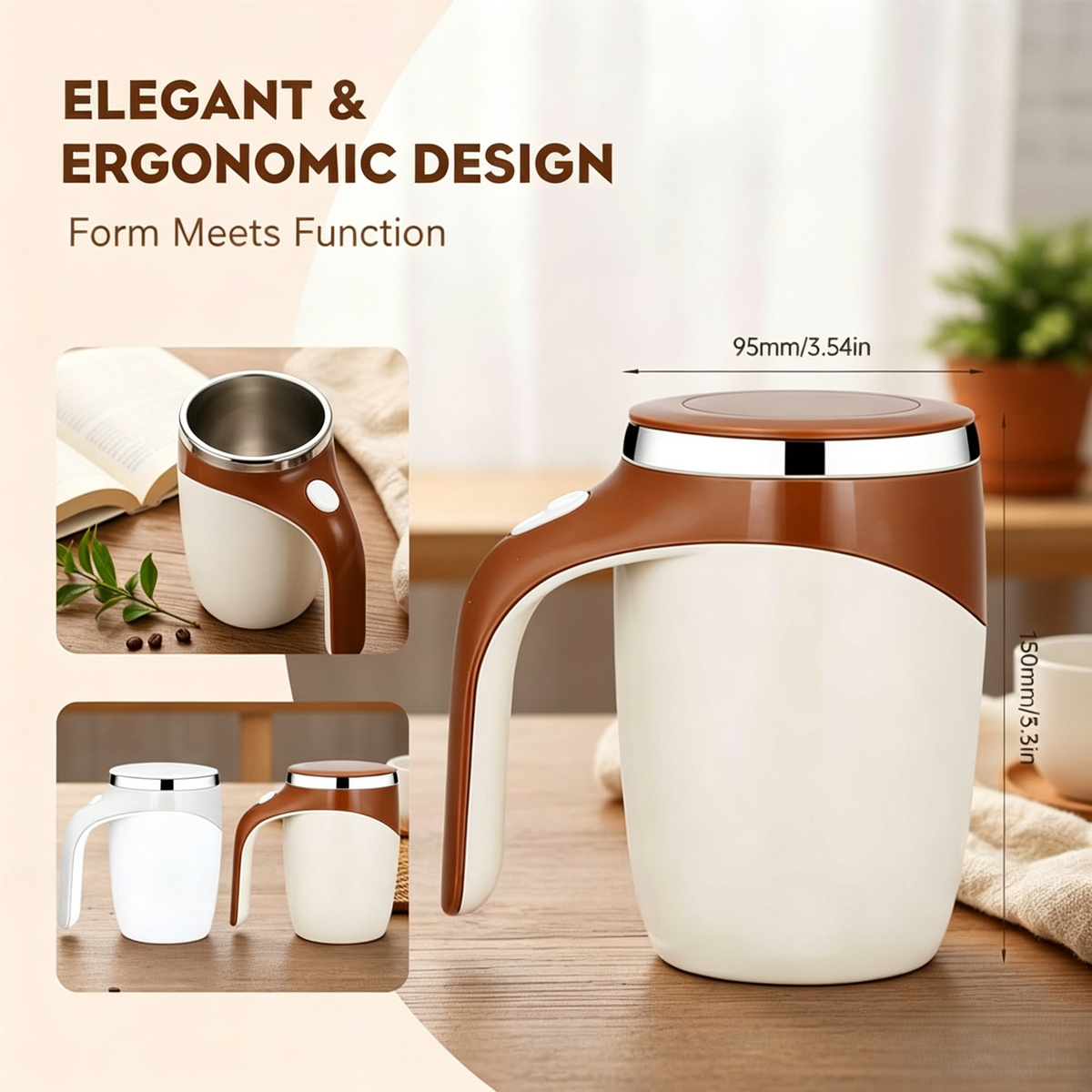 380ml Electric Coffee Mug with Lazy Rotating Magnet Design