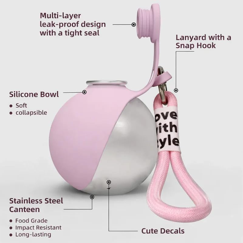 2-in-1 Foldable 304 Stainless Steel Dog Water Bottle