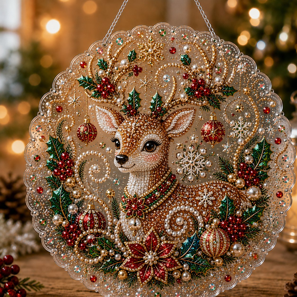 Christmas Pearl Diamond Art Suncatcher Kit