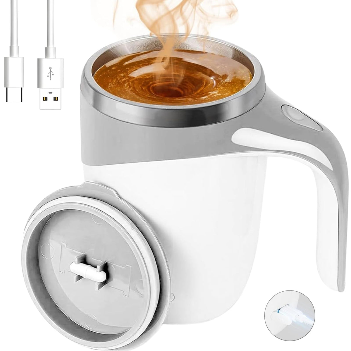380ml Electric Coffee Mug with Lazy Rotating Magnet Design