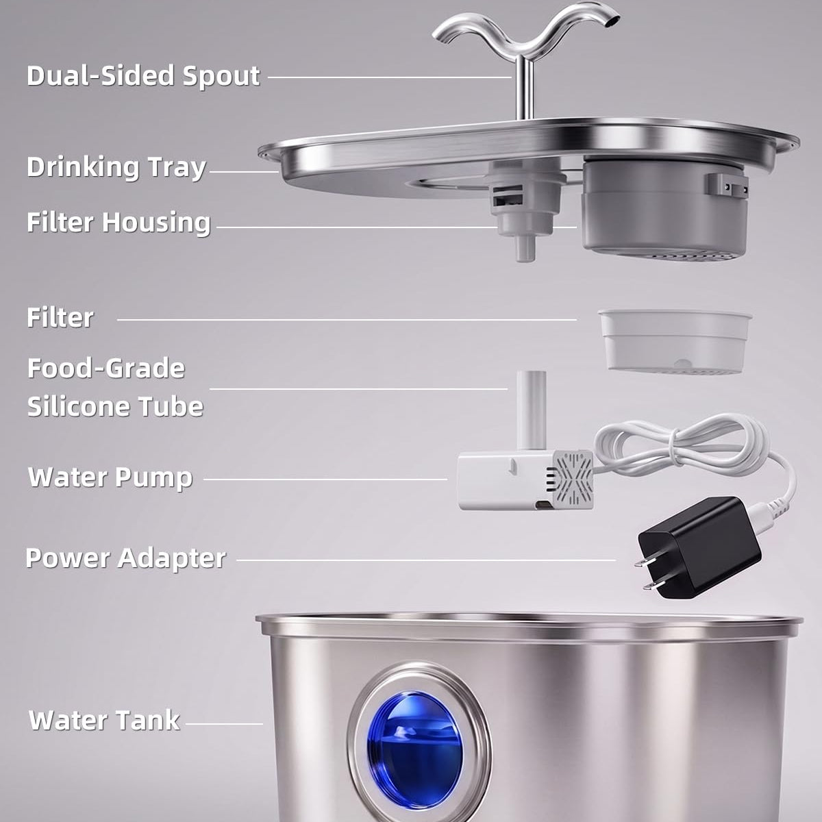 Stainless Steel Cat Water Fountain