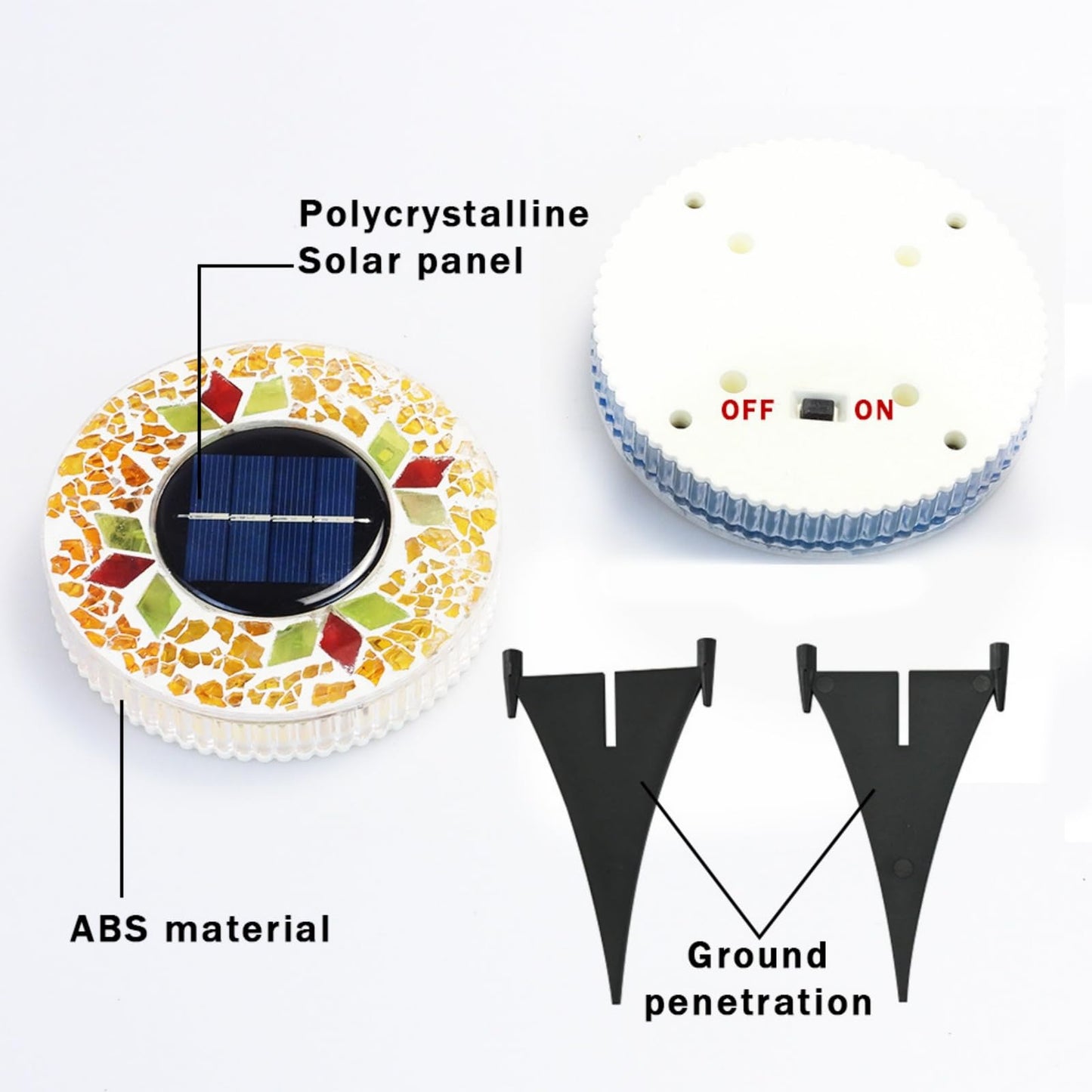 Waterproof Outdoor Glass LED Mosaic Solar Disk Light