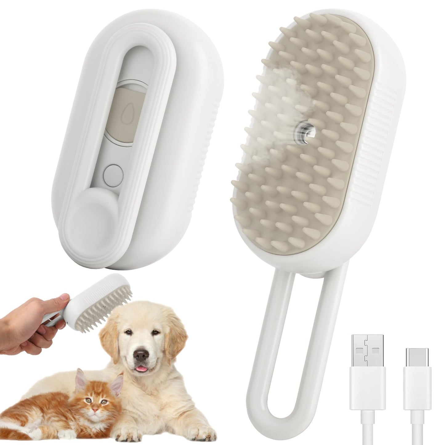 4 in 1 Pet Steam Brush for Shedding