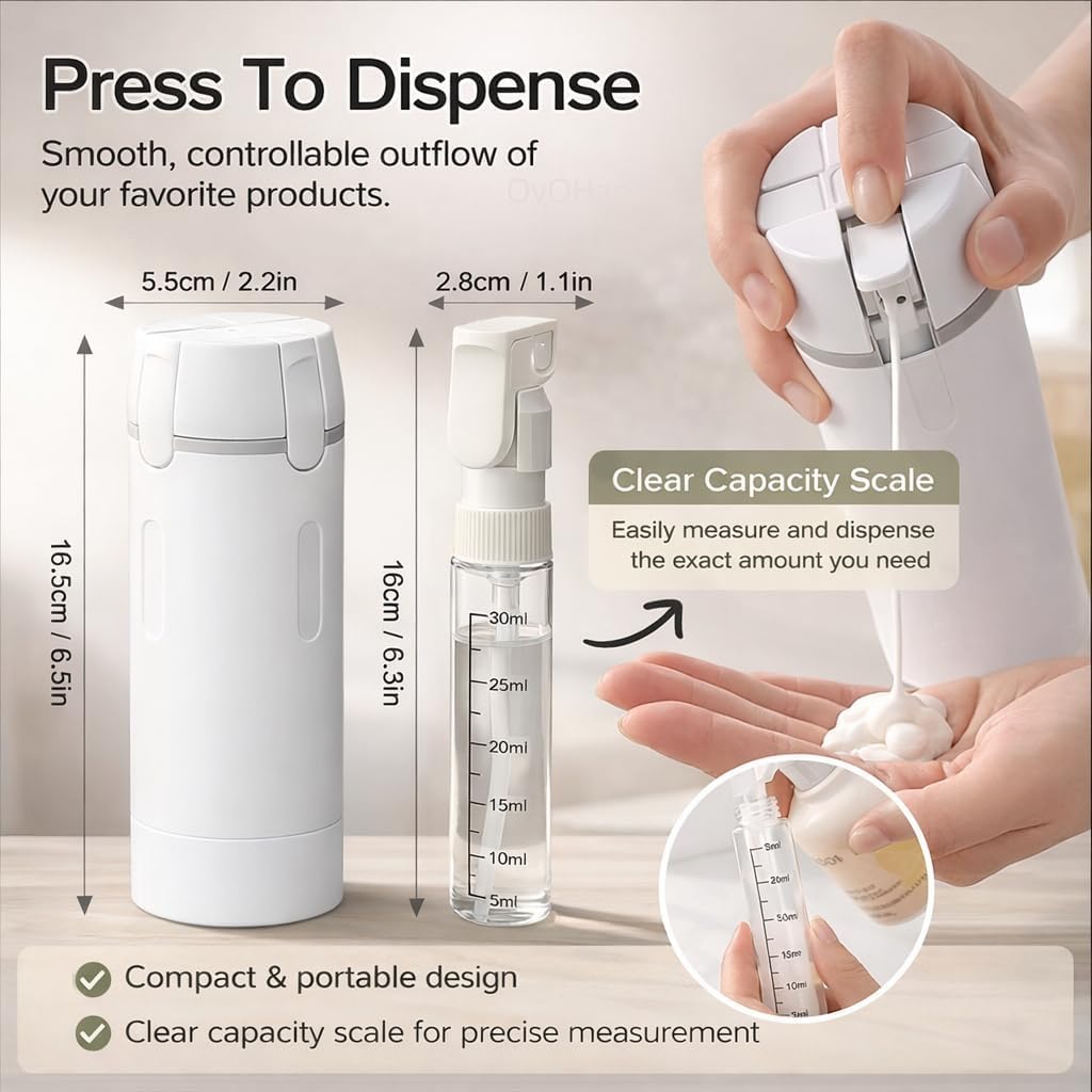 4-in-1 Portable Cosmetic Shampoo Dispenser Storage Bottle
