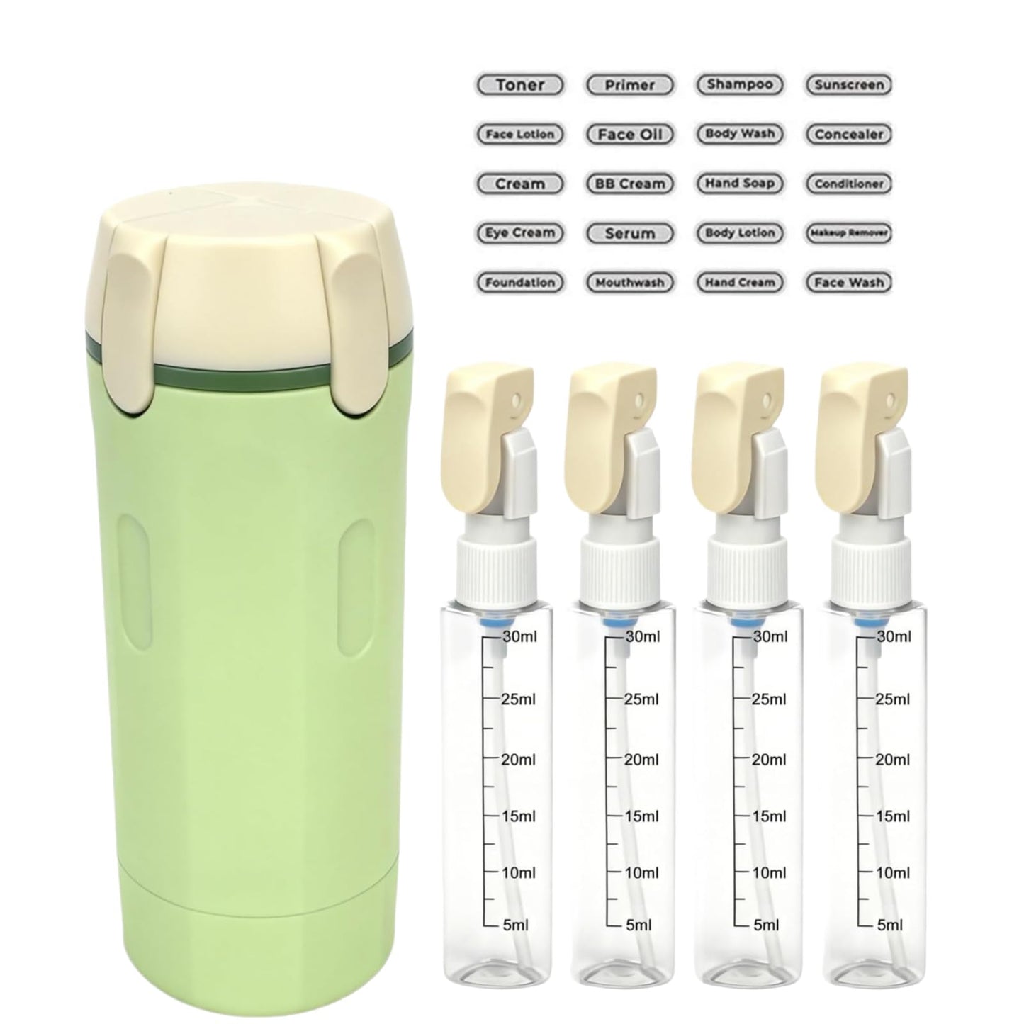 4-in-1 Portable Cosmetic Shampoo Dispenser Storage Bottle