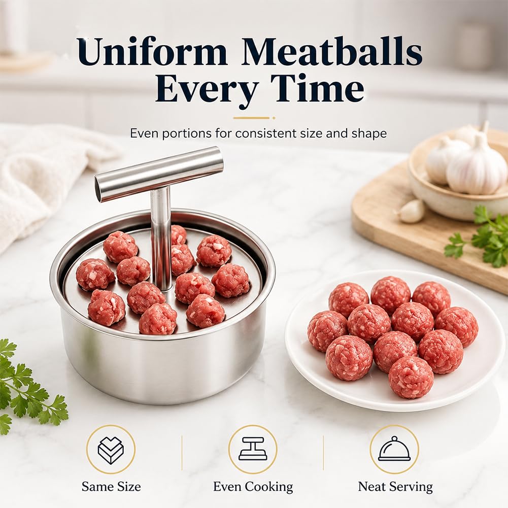 🍲Stainless Steel Meatball Mould – Perfect Meatballs Made Easy 🍳