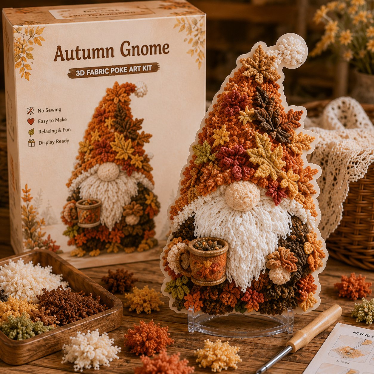 Gnome 3D Fabric Poke Art Kit