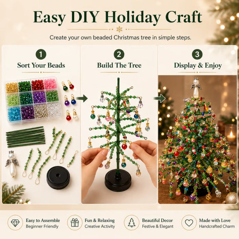 🎄DIY Beaded Christmas Tree Kit – 🎅Create Your Own Sparkling Holiday Decoration
