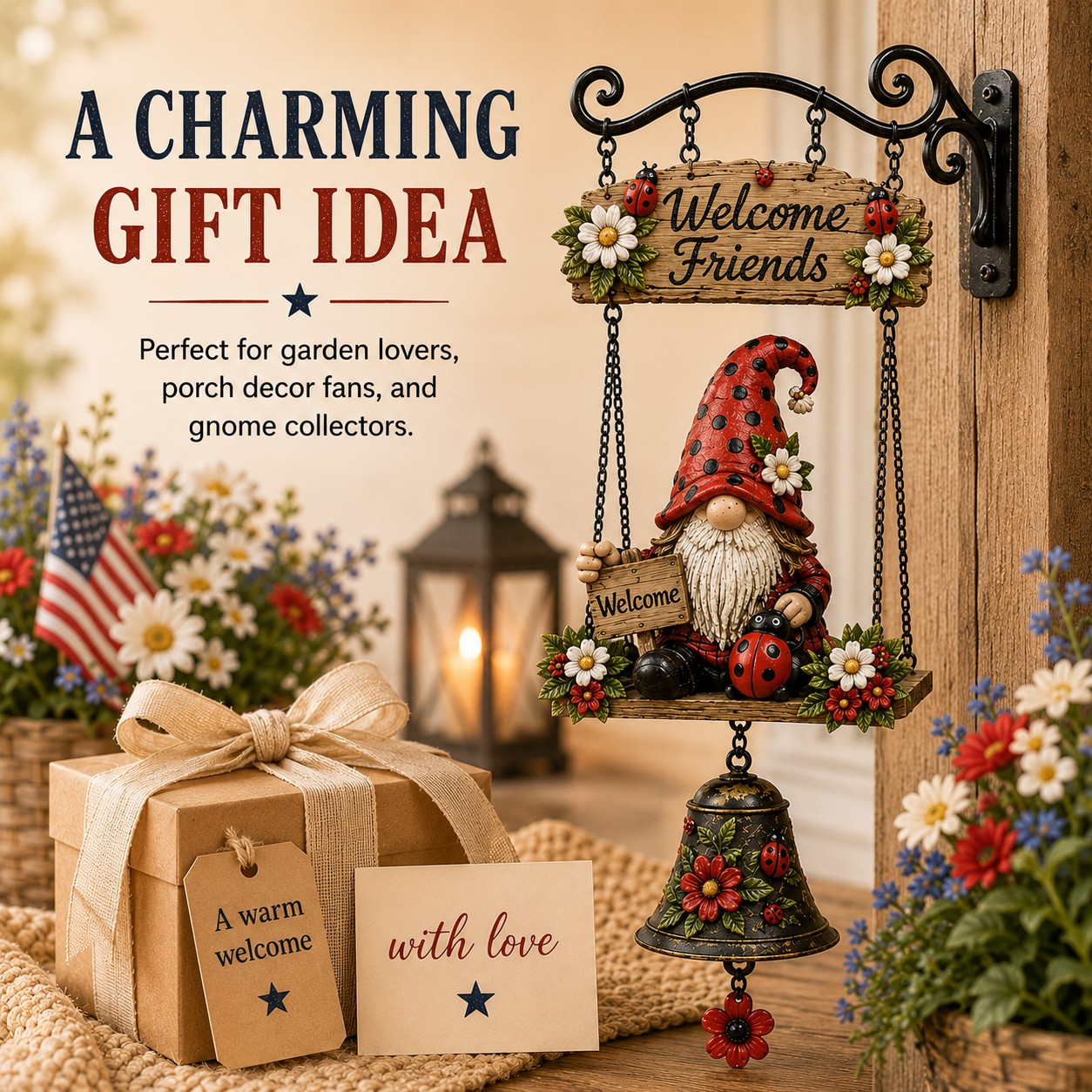 Garden Gnome Bell Outdoor Decoration