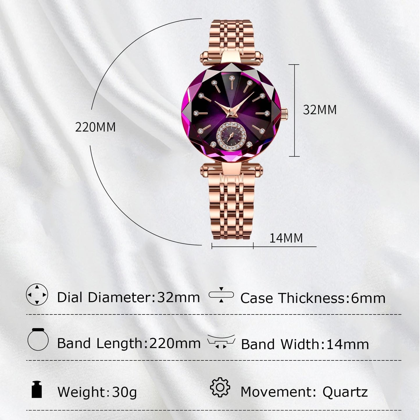 Women's Luxury Shiny Waterproof Stainless Steel Watch