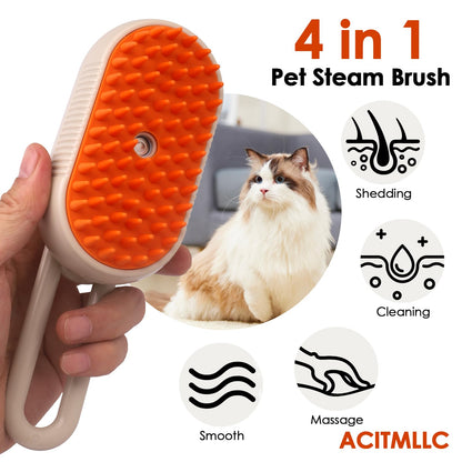 4 in 1 Pet Steam Brush for Shedding