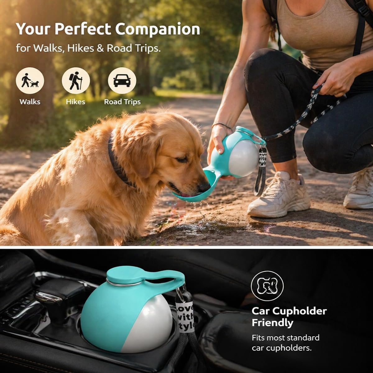 2-in-1 Foldable 304 Stainless Steel Dog Water Bottle