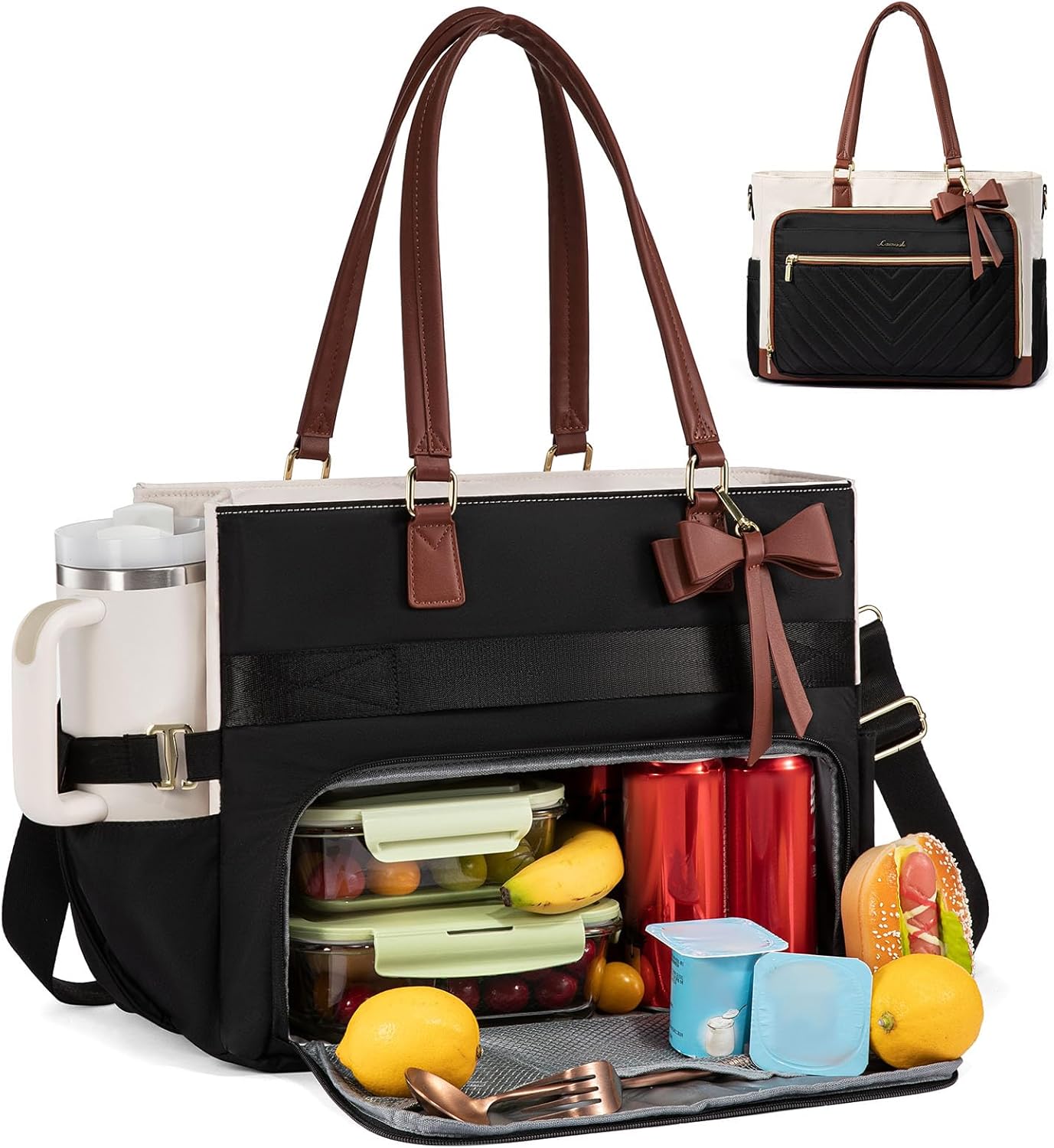 Lunch Bag for Women with Insulated Lunch Compartment