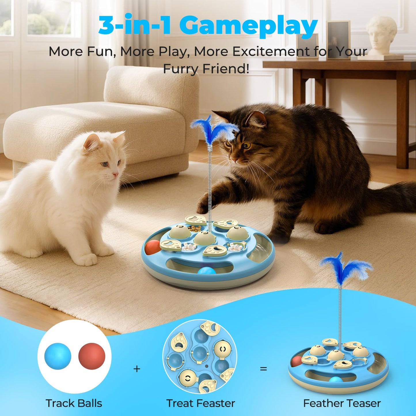 3 in 1 Cat Treat Puzzle Feeder