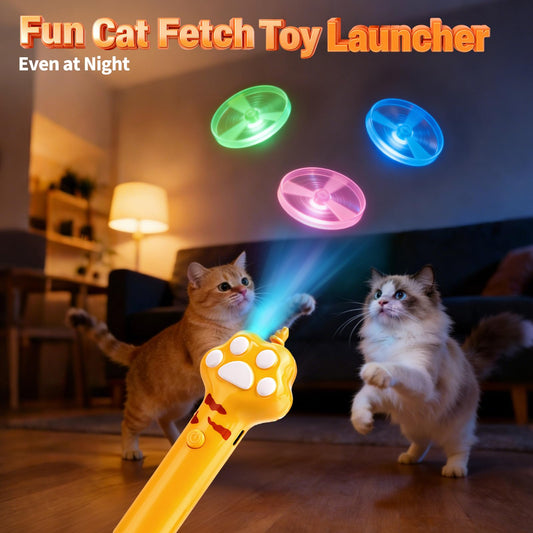 🐈6 Pcs Cat Fetch Toy Set Launcher Gun