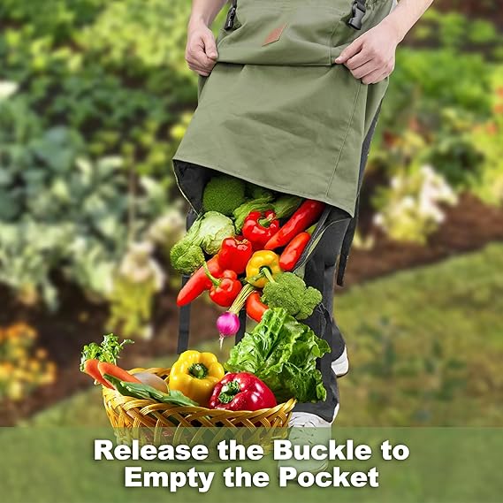 Gardening Apron with Pockets -Instant-Release Harvest System