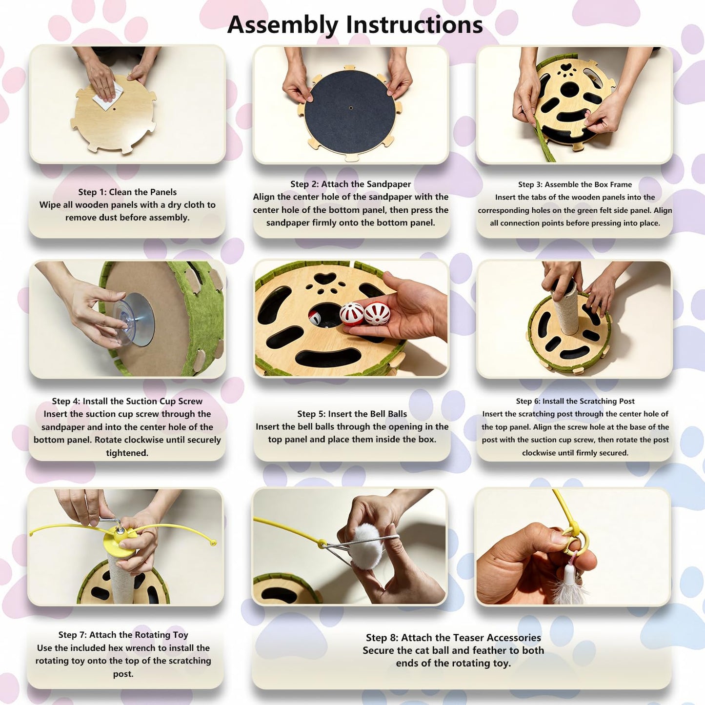 Felt Cat Puzzle Toy with Scratching Pole