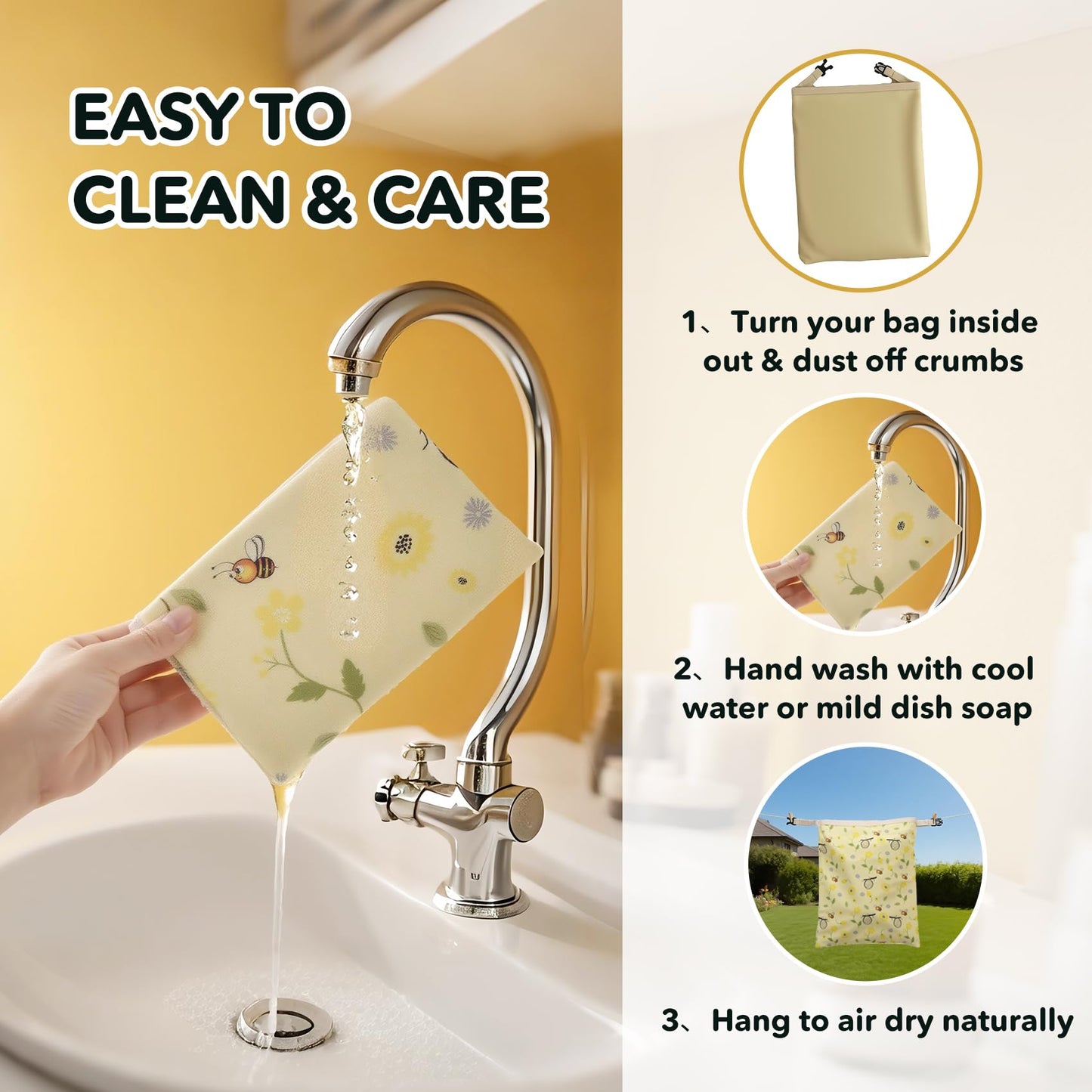 2 Pack Reusable Beeswax Bread Bags for Homemade Sourdough Bread