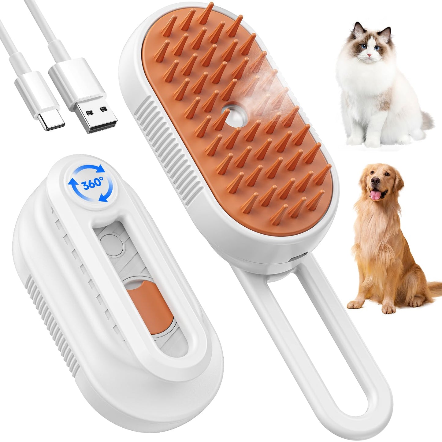4 in 1 Pet Steam Brush for Shedding