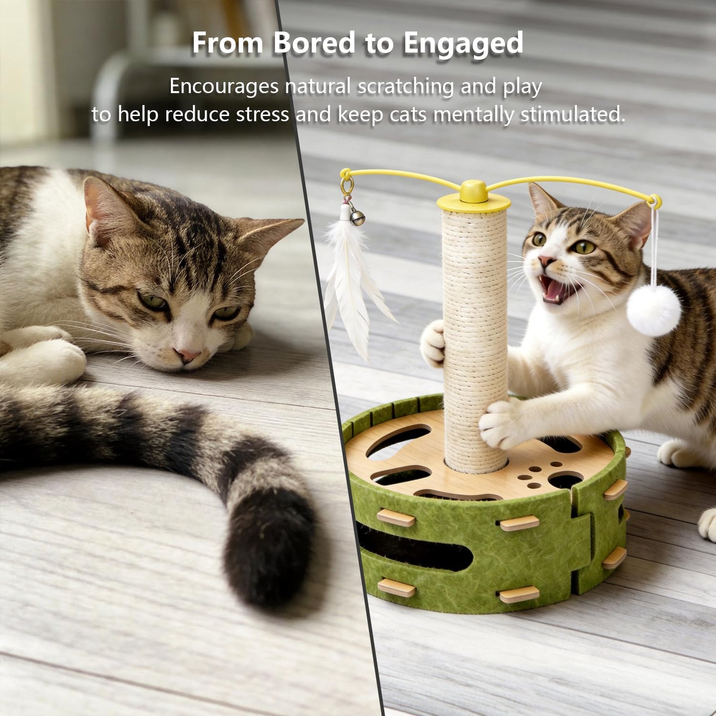 Felt Cat Puzzle Toy with Scratching Pole