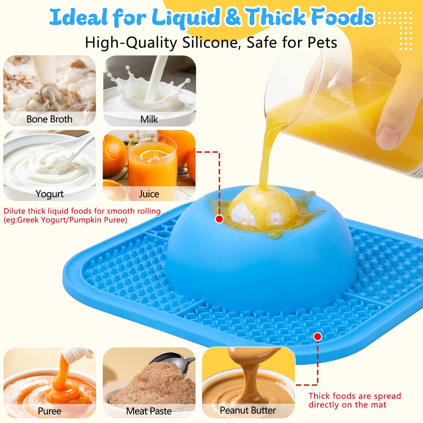 Slow Feeder Dog Bowls & Lick Mat for Liquid and Thick Treat