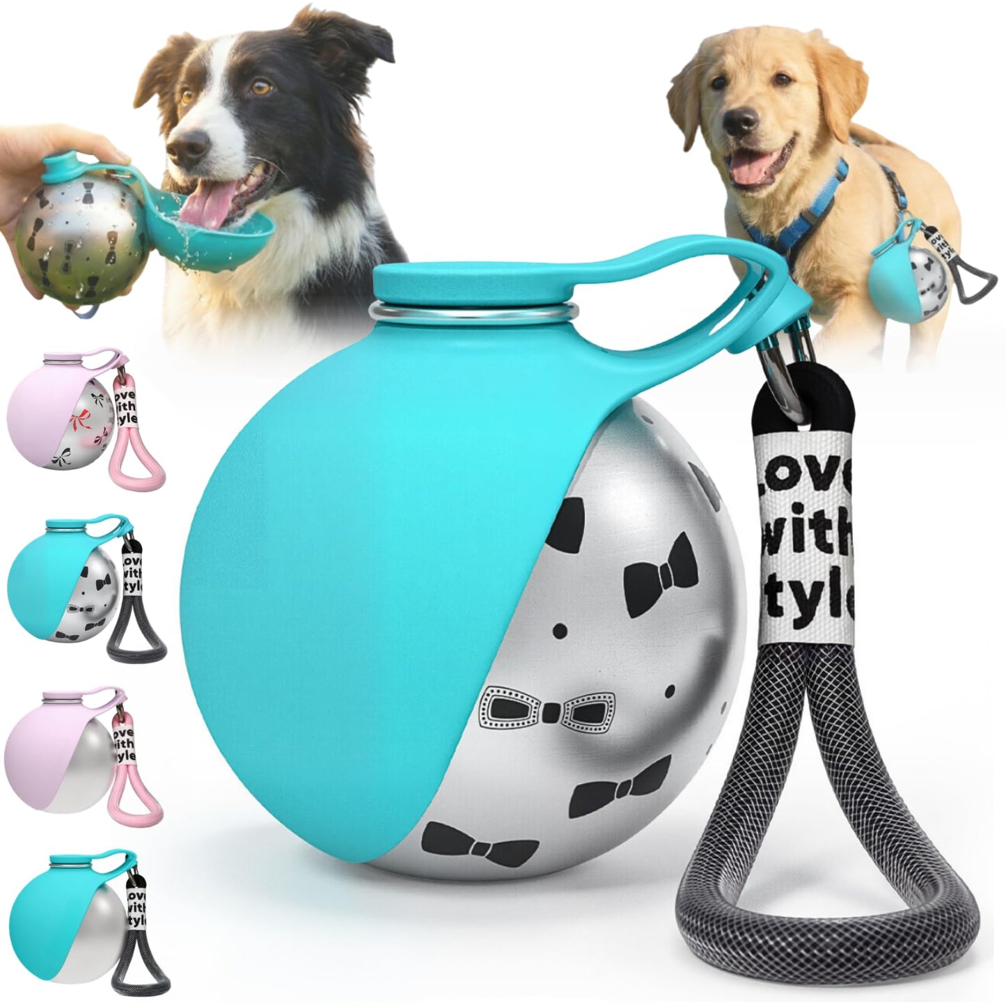 2-in-1 Foldable 304 Stainless Steel Dog Water Bottle