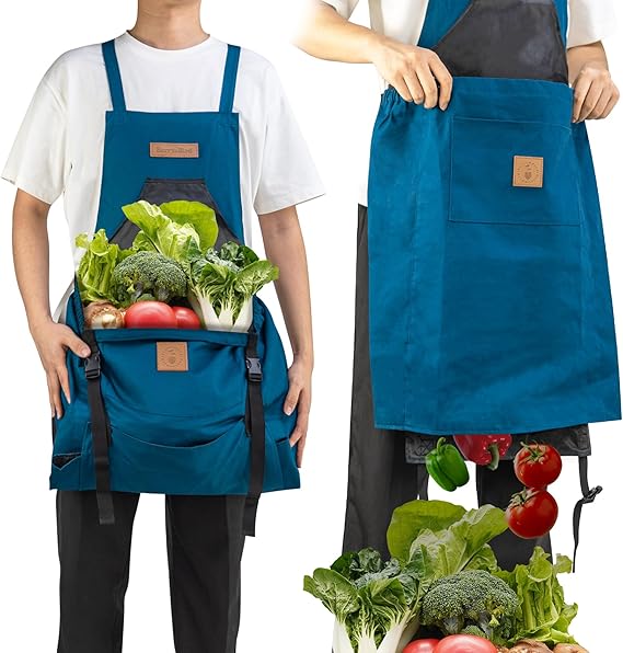Gardening Apron with Pockets -Instant-Release Harvest System
