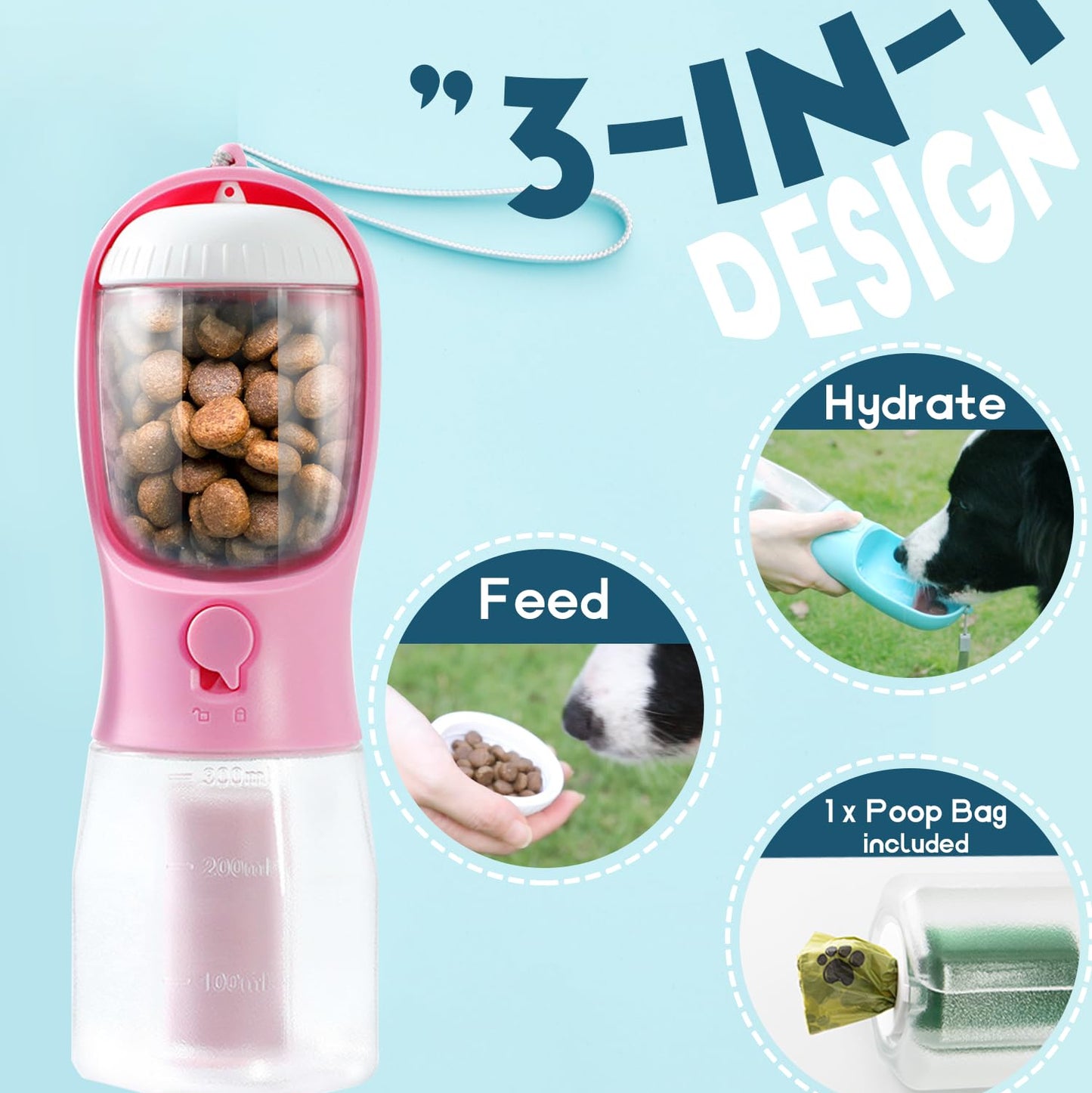 3 in 1 Pet Portable Water Bottle