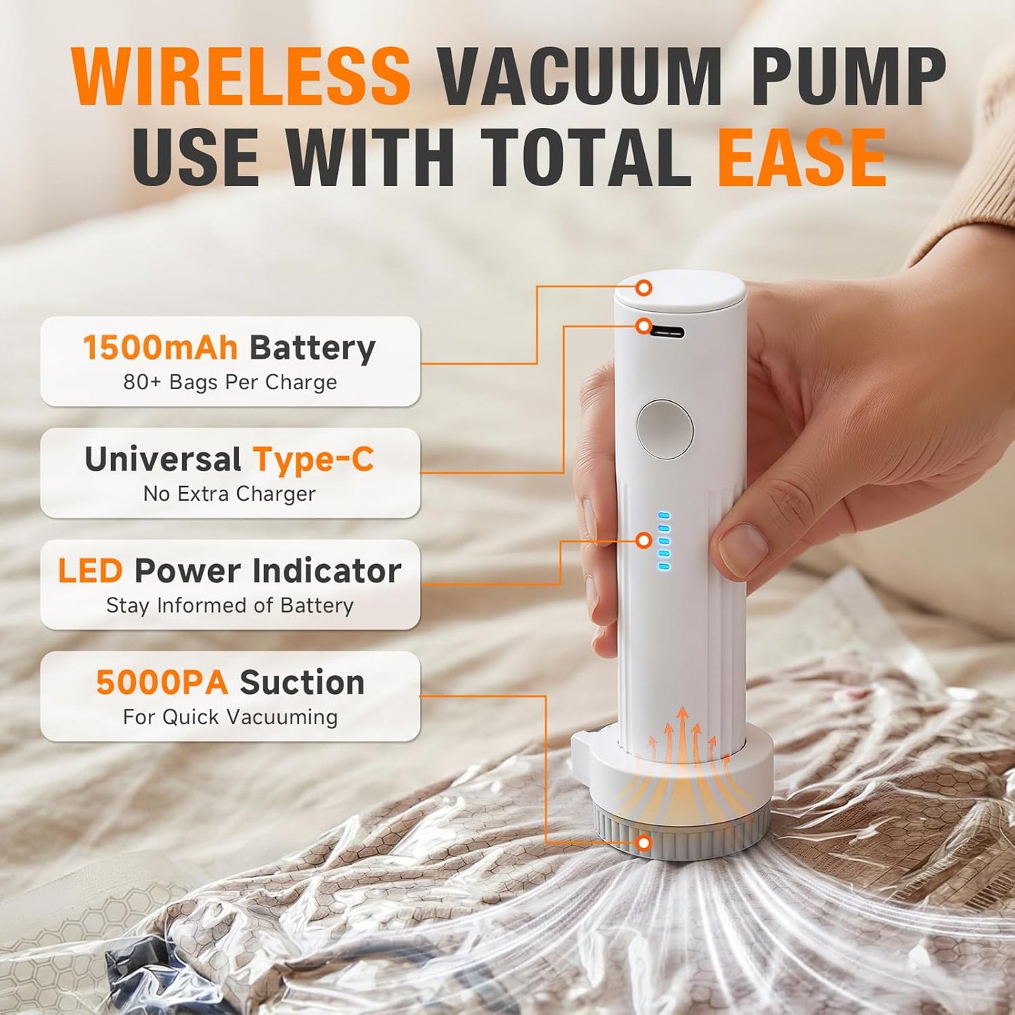 Space Saver Vacuum Storage Bags with Portable Electric Pump